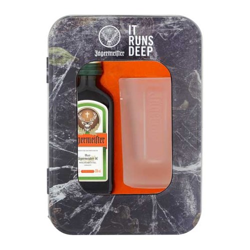 Jagermeister Liqueur 2cl & Shot Glass Gift Tin - Celebrate in Style